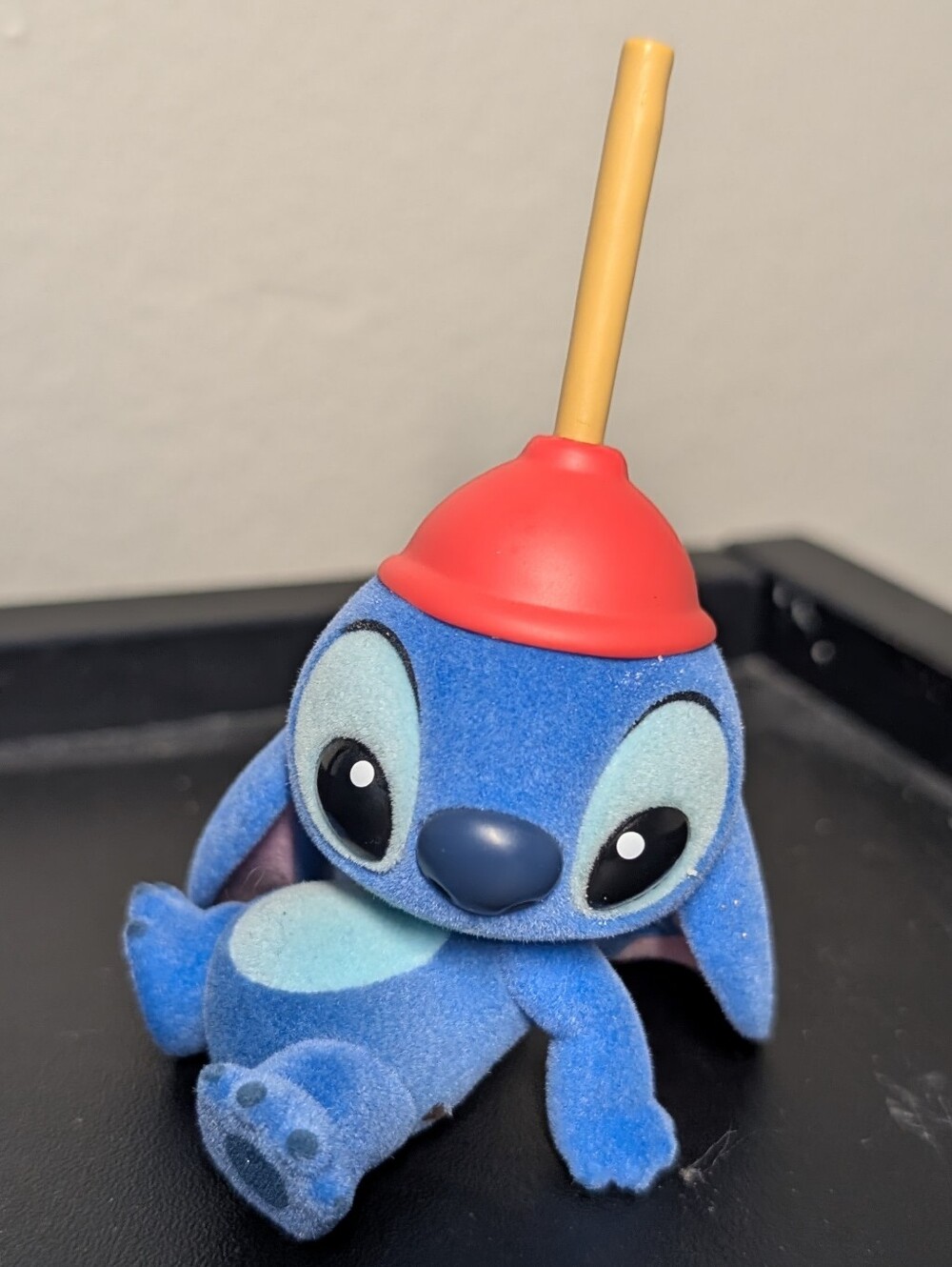 Blue Plush Alien Figure with Red Plunger Hat - Cute Kids Play Toy